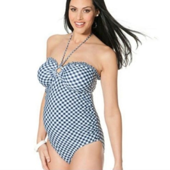 blue gingham bathing suit
